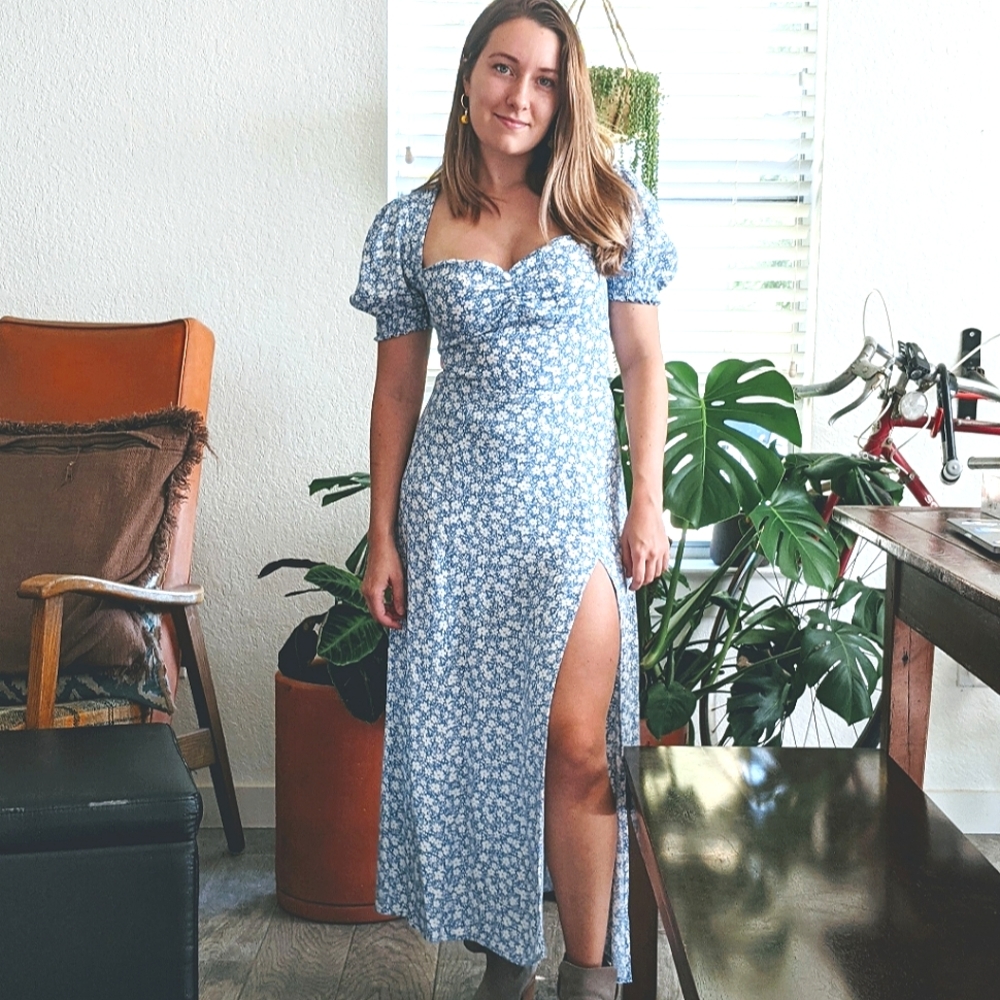 Reformation blue floral Lacey dress